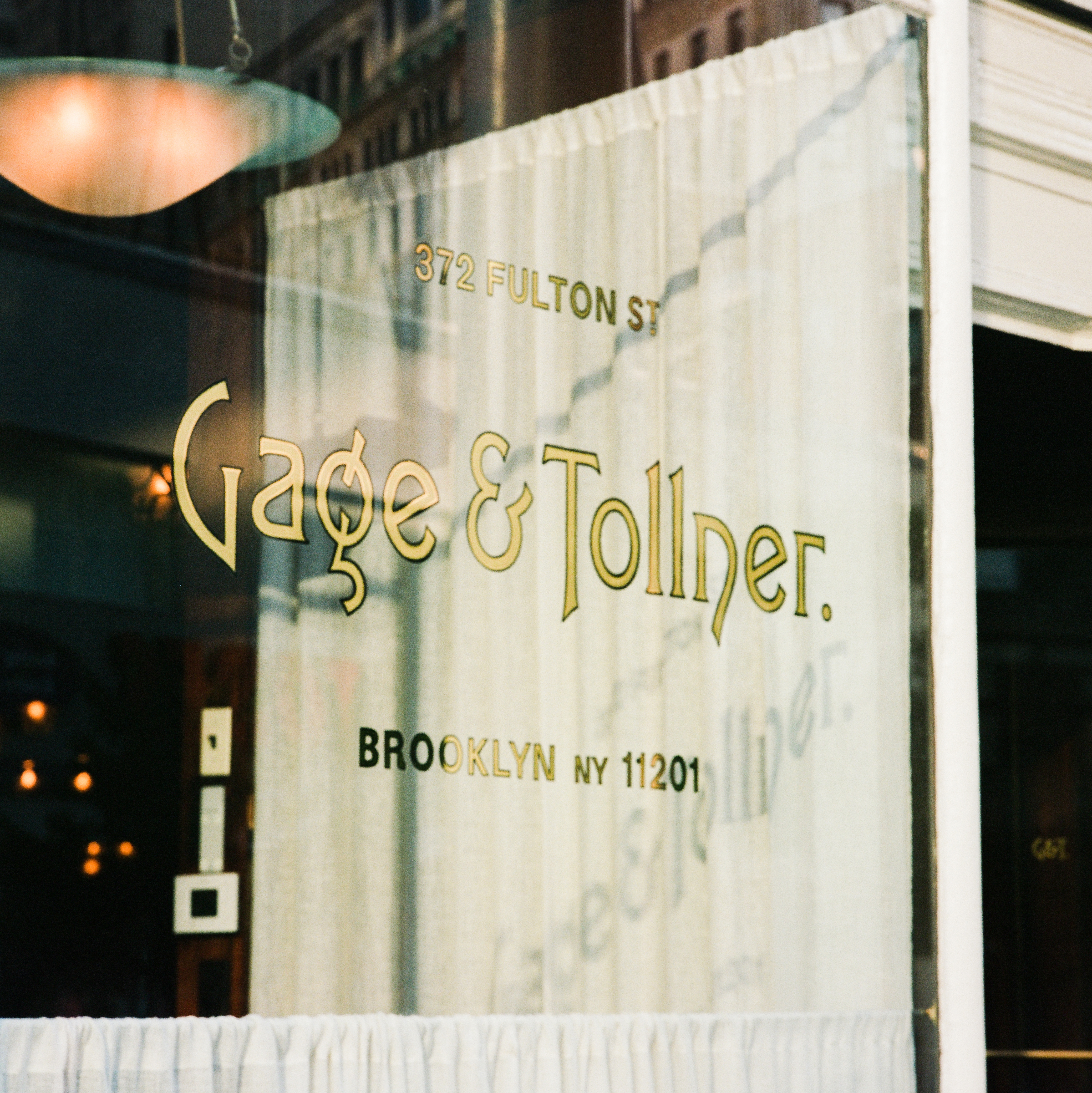 Travis Fitzsimmons Gold Leaf lettering on Window of Gage & Tollner
